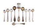 Collection Of Ten Sterling And Coin Silver Salt Spoons 