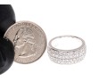 Sterling Silver Lovely High Polished, Round Brilliant Cut CZ Wide Band Ring, Pave Set, Size 7.75