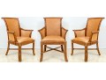 Set Of Three Faux Bamboo And Rattan And Woven Back Armchair - Frames