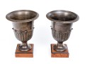 Pair Of Classic Brass Garniture Urns On Square Bases