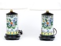 Pair Of Chinese Famille Verte Style Porcelain Table Lamps