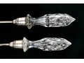 Pair Of Antique English Sterling Silver And Crystal Salad Servers 