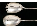 Pair Of Antique English Sterling Silver And Crystal Salad Servers 