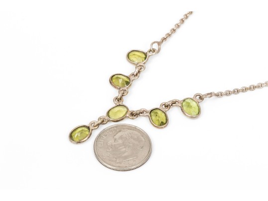 Sterling Silver Striking Bezel Set Peridot Necklace