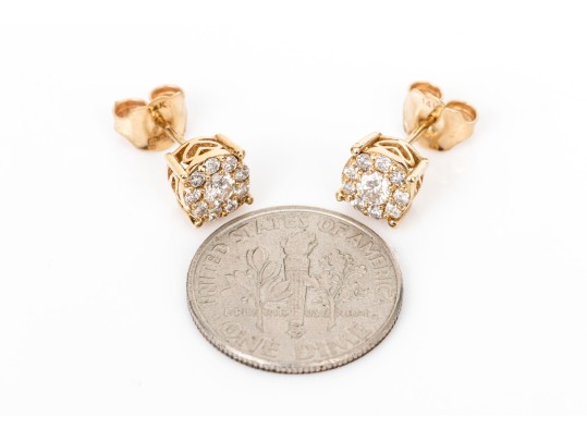 Effy 14k Yellow Gold Pretty Diamond Cluster Earrings, App. 0.50 TCW, Retail: $1,850.00