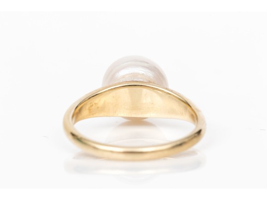 Tiffany & Co. 14k Yellow Simple Cultured Freshwater Pearl Solitaire Ring, Size 3, See Note