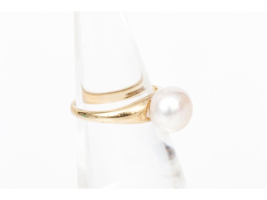 Tiffany & Co. 14k Yellow Simple Cultured Freshwater Pearl Solitaire Ring, Size 3, See Note