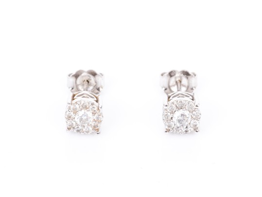 Effy 14k White Gold Lovely Diamond Cluster Earrings, App. 0.44 TCW Retail: $1,850.00