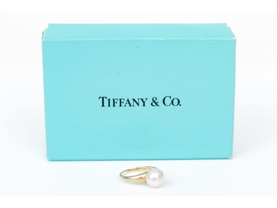 Tiffany & Co. 14k Yellow Simple Cultured Freshwater Pearl Solitaire Ring, Size 3, See Note