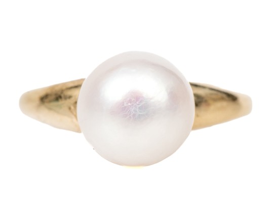Tiffany & Co. 14k Yellow Simple Cultured Freshwater Pearl Solitaire Ring, Size 3, See Note