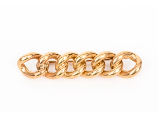 10k Yellow Gold Vintage Chain Motif Bar Pin Brooch