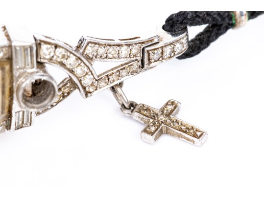 Hamilton Vintage Platinum And Diamond Case Wristwatch, Gold Filled Buckle, As-is