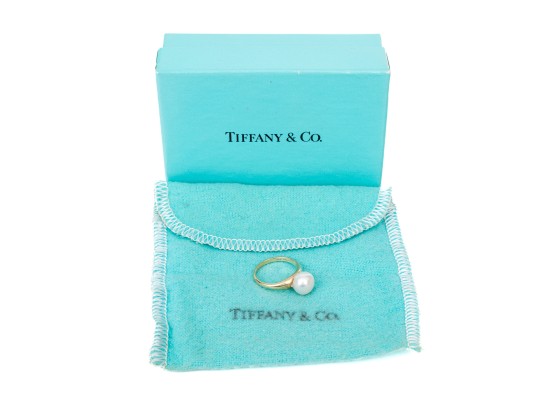 Tiffany & Co. 14k Yellow Simple Cultured Freshwater Pearl Solitaire Ring, Size 3, See Note