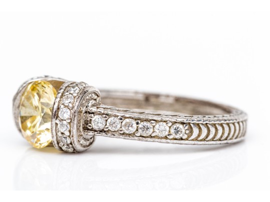 Sterling Silver Ornate Duo Of Matching Cz Set Rings, Size 6.75