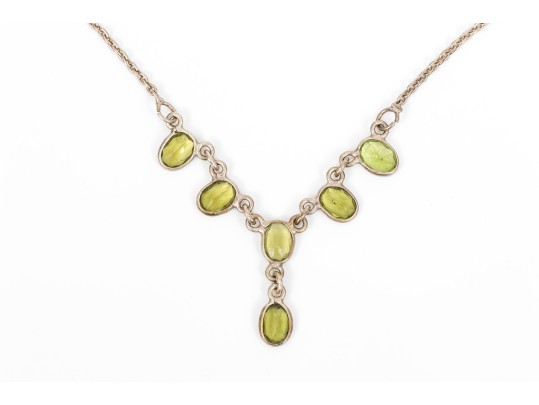 Sterling Silver Striking Bezel Set Peridot Necklace