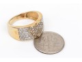 10k Yellow Gold Fun Brown And White Pave Diamond Heart Motif Ring, App. 0.98 TCW, Size 6.75+