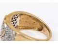10k Yellow Gold Fun Brown And White Pave Diamond Heart Motif Ring, App. 0.98 TCW, Size 6.75+