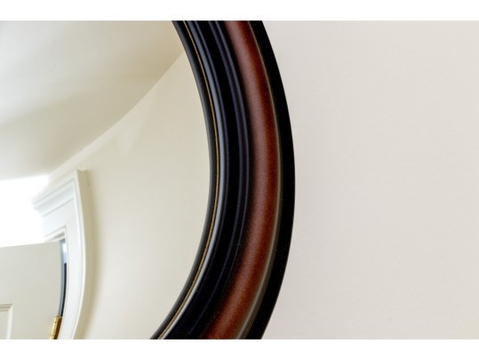 Laura Barton 17” Convex Mirror In Faux Wood Finish