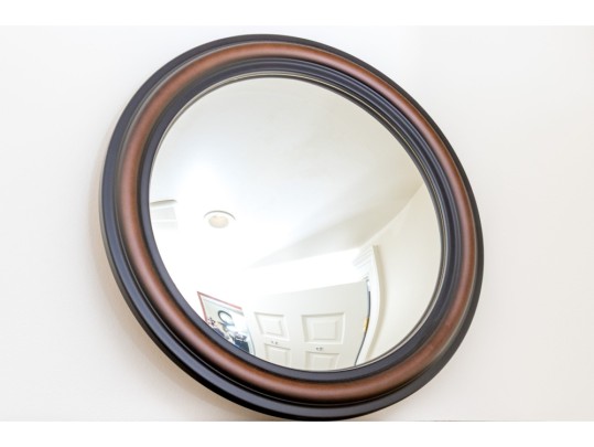 Laura Barton 17” Convex Mirror In Faux Wood Finish