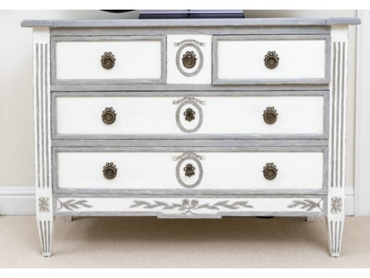 Fabulous Louis XVI Neoclassical Style Painted Three Drawer Commode