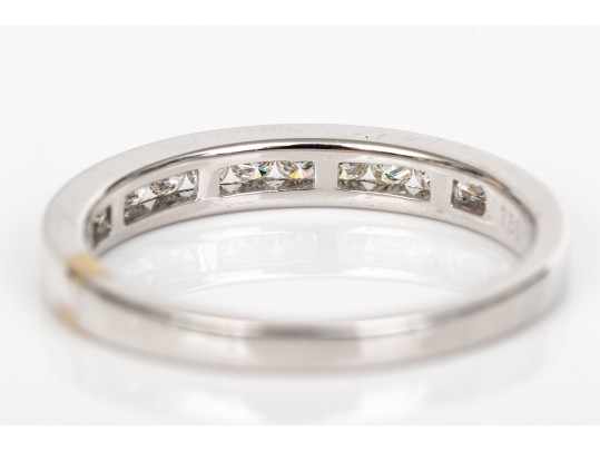 18k Gold Pretty Channel Set Round Faceted Diamond Band Ring, App. 0.26 TCW, Size 6.5