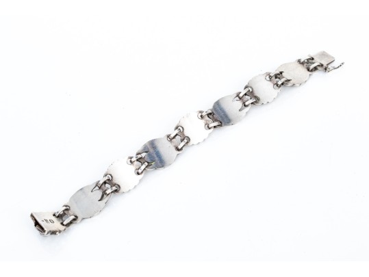 Georg Jensen Sterling Silver And Moonstone Set Bracelet, Pattern #3, Circa 1927