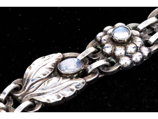 Georg Jensen Sterling Silver And Moonstone Set Bracelet, Pattern #3, Circa 1927