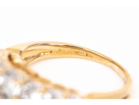 14k Yellow Gold Fabulous Two Row Graduated Diamond Dome Ring, App. 1.12 TCW, Size 6