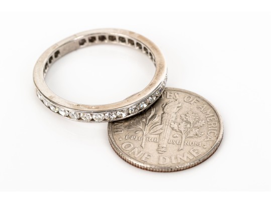 Platinum Chic Channel Set Round Faceted Diamond Band Ring, App. 0.22 TCW, Size 7.25