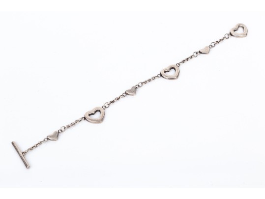 Tiffany & Co. Sterling Silver Heart Station Toggle Bracelet (see Sizing Note)