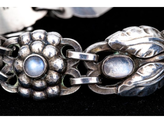 Georg Jensen Sterling Silver And Moonstone Set Bracelet, Pattern #3, Circa 1927