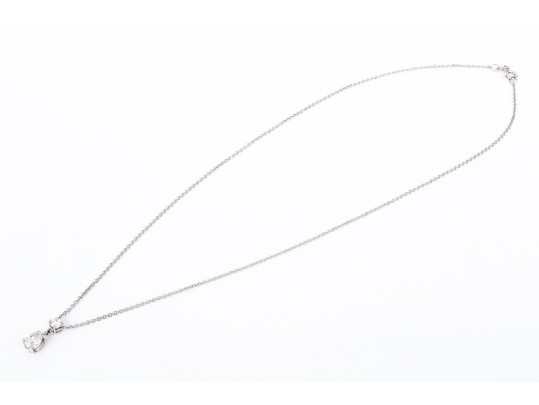 14k Gold Beautiful Round And Pear Brilliant Diamond Stack Pendant, App. 1.16 TCW, With Chain