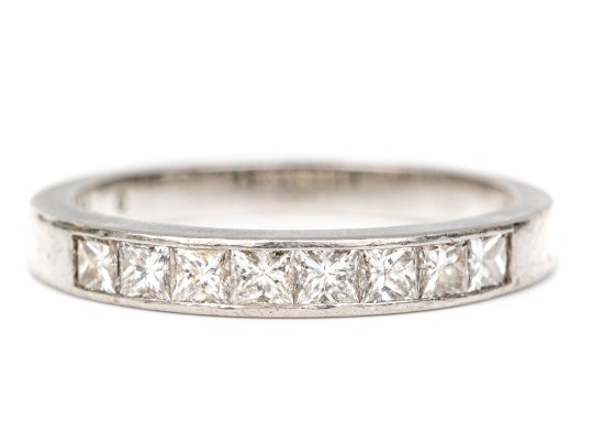 Jeff Cooper Platinum Princess Cut Diamond Band Ring, App. 0.64 TCW, Size 8.5-