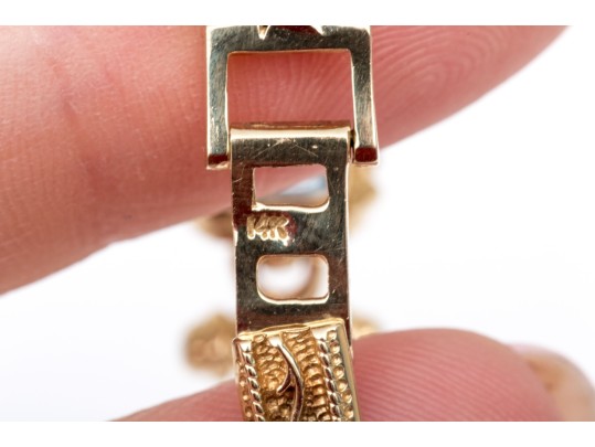 14k Yellow Gold Ornate Baroque Style Multi Stone Link Bracelet