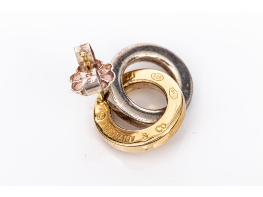 Tiffany & Co. Sterling Silver And 18k Yellow Gold Drop Pendant Earrings, With Box