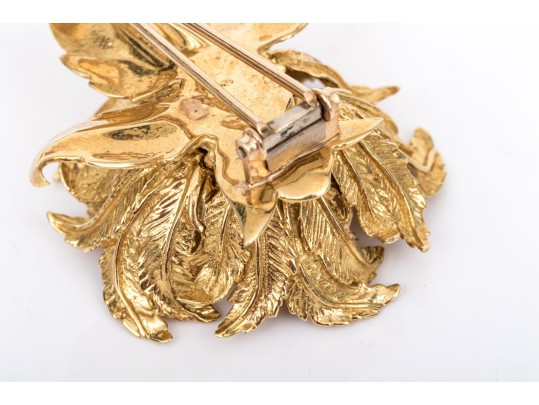 18k Yellow Gold Vintage Diamond Set Floral 