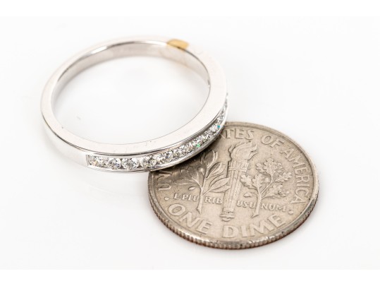 18k Gold Pretty Channel Set Round Faceted Diamond Band Ring, App. 0.26 TCW, Size 6.5