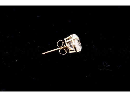 14k Yellow Gold Round Brilliiant Cut Diamond Stud Earrings, App. 3.11 TCW, See Note