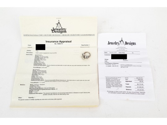 Heavy Platinum Baguette And Round Diamond Ring With Moissanite Center, Size 5.25