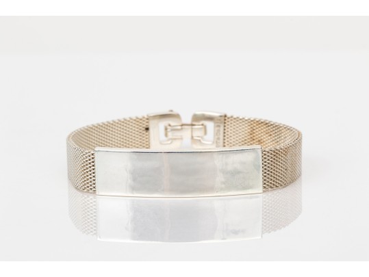 Tiffany & Co. Sterling Silver Striking Mesh Link Id Style Bracelet