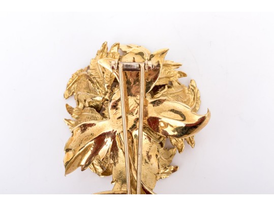 18k Yellow Gold Vintage Diamond Set Floral 