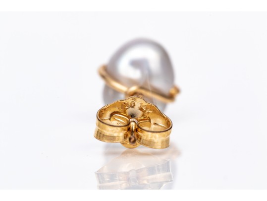 Simple Handmade Wire Wrapped Cultured Freshwater Pearl Stud Earrings, Gold Filled