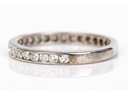 Platinum Chic Channel Set Round Faceted Diamond Band Ring, App. 0.22 TCW, Size 7.25