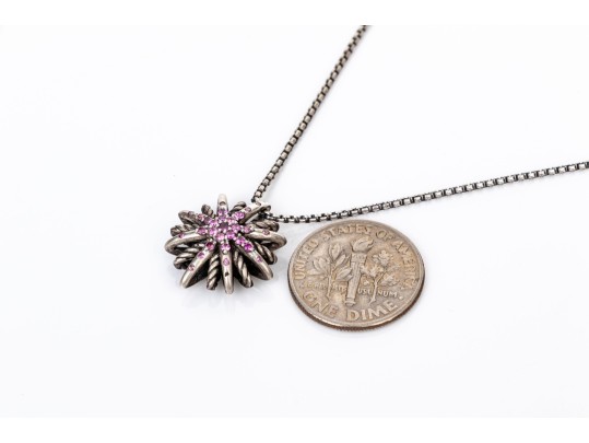 David Yurman Sterling Silver Special Edition Starburst Pendant And Chain, With Pouch