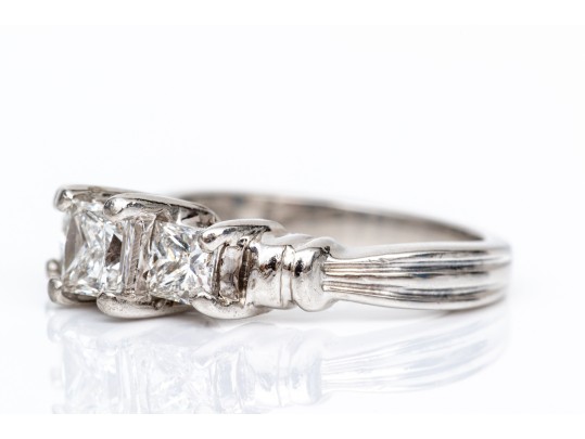 Platinum Princess Cut Diamond Ring, App. 1.00 TCW, Size 4.5