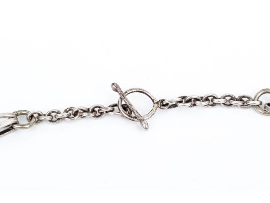 Georg Jensen Sterling Silver And Blue Synthetic Sapphire Set Necklace, Pattern #1