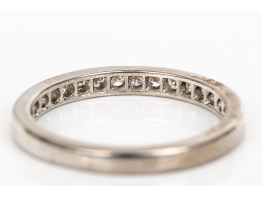 Platinum Chic Channel Set Round Faceted Diamond Band Ring, App. 0.22 TCW, Size 7.25