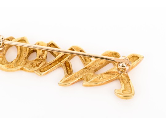 Tiffany & Co. Paloma Picasso 18k Yellow Gold Iconic Grafiti Hugs And Kisses X/o Brooch