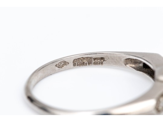 Platinum Vintage Round Diamond Ring, App. 0.98 TCW, Size 5.5