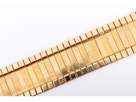 18k Yellow And Rose Gold Ultra Wide Vintage Step Patterned Bracelet